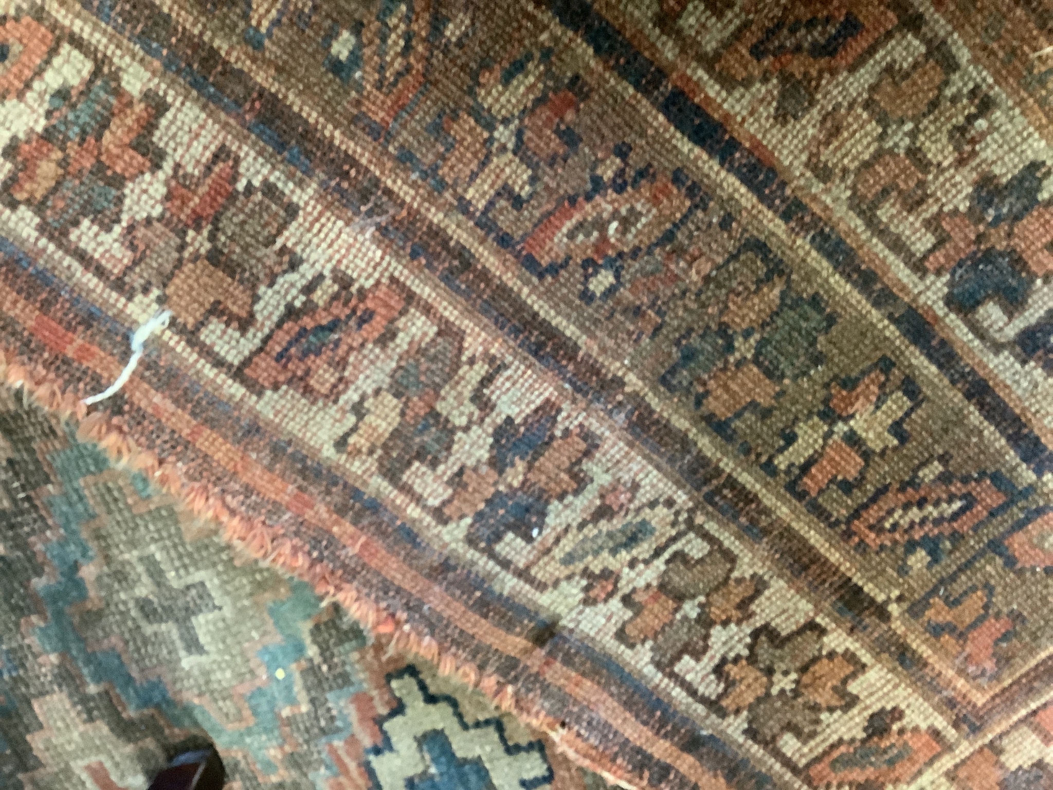 An antique Caucasian runner and a Belouch rug, larger 284 x 134cm